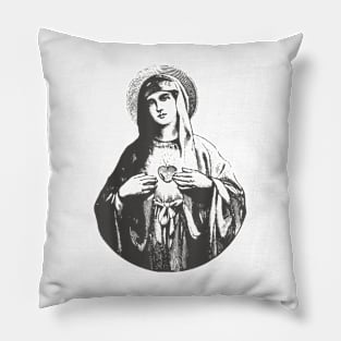 Immaculate Heart of Mary Blessed Mother Catholic Vintage Pillow