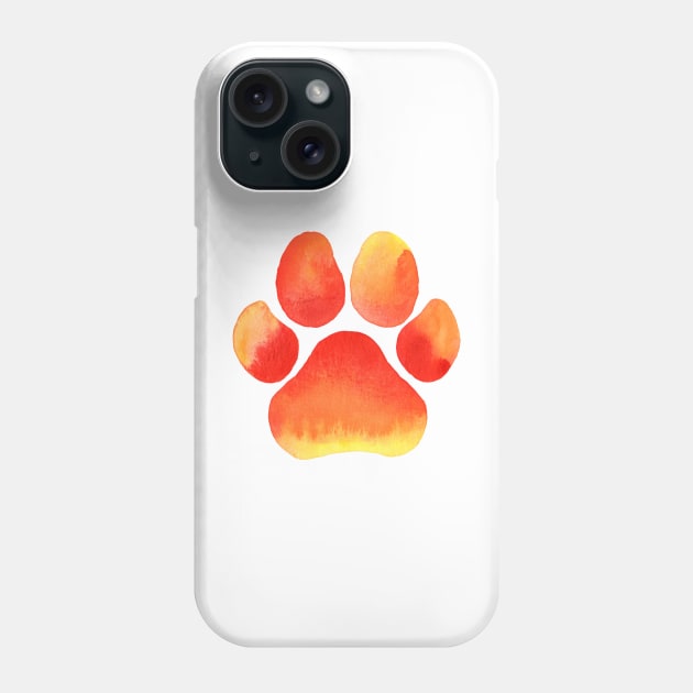 Orange Paw Print Phone Case by dragonstarart