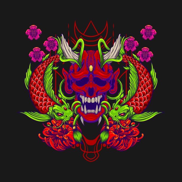 Oni Skull and Koi Fish 1.0 by Harrisaputra