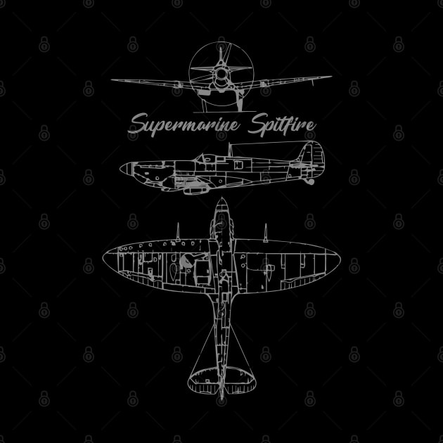 Supermarine Spitfire Aircraft Blueprint by Mandra