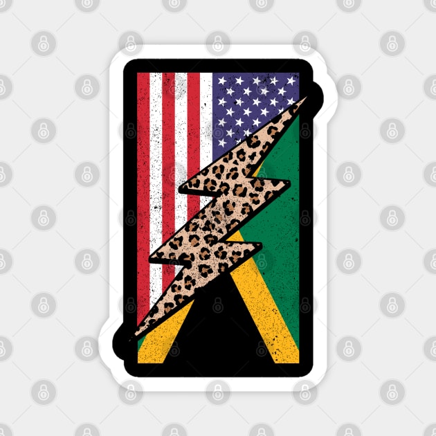 Half American Half Jamaican Leopard Print From Jamaica Magnet by Way Down South