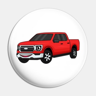 Cute red pickup truck cartoon illustration Pin