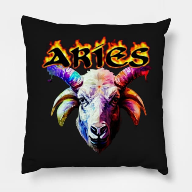 Aries Zodiac Fire Sign Pillow by scouserian