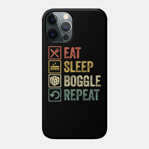 Funny eat sleep boggle repeat retro vintage gift - Boggle - Phone Case