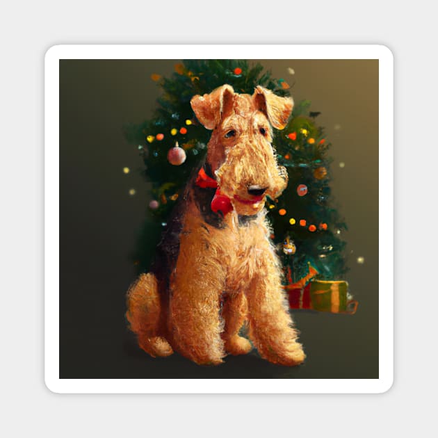 Cute Airedale Terrier Drawing Magnet by Play Zoo