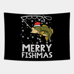 Merry Fishmas Fish Fishing Xmas Christmas Dad Tapestry