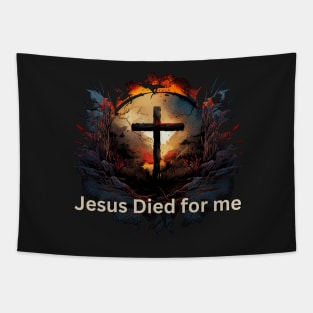 Jesus Died for Me Religion Christian Saying V4 Tapestry