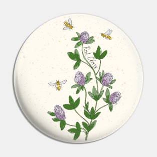 Wildflowers Red Clover honey bee Pin