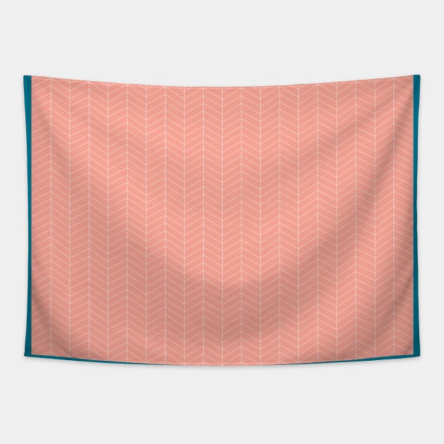 Herringbone Pattern - Coral Pink Tapestry by NolkDesign