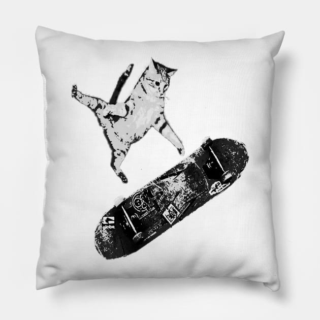 RAD SKATEBOARDING KICK FLIP CAT | SK8CAT Pillow by MrWatanabe