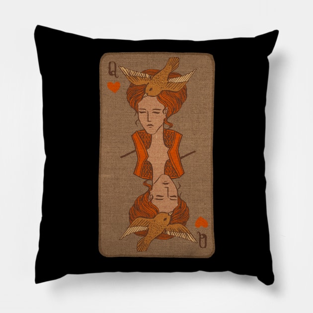 Queen of Hearts Pillow by Cecilia Mok