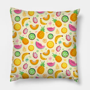 Hand Drawn Tropical Fruit Pattern Pillow