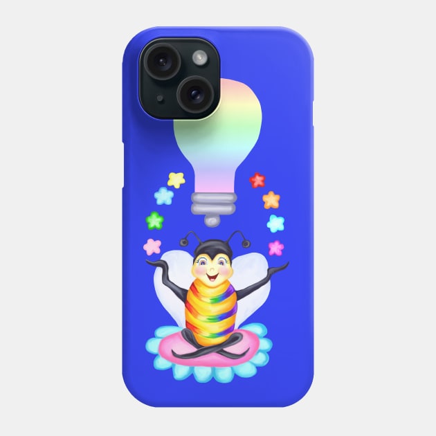 Bee Rainbow Lightbulb Idea Phone Case by Art by Deborah Camp