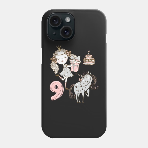 9th birthday Princess  unicorn  cake Phone Case by KrasiStaleva