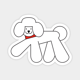 Walking White Poodle Dog Magnet