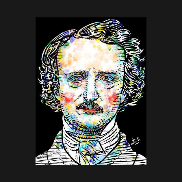 EDGAR ALLAN POE watercolor and ink portrait by lautir