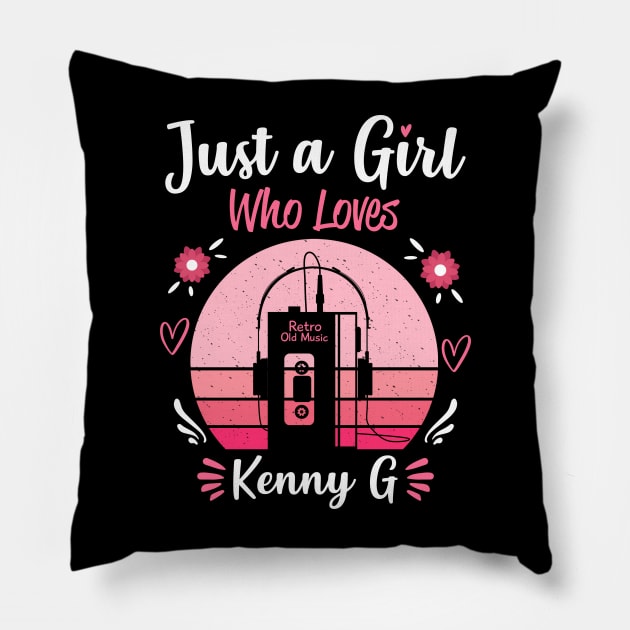 Just A Girl Who Loves Kenny G Retro Headphones Pillow by Cables Skull Design