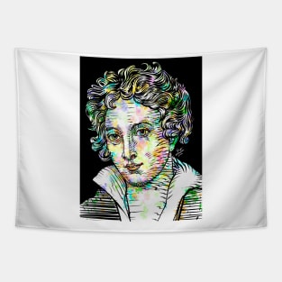 PERCY BYSSHE SHELLEY watercolor and ink portrait Tapestry