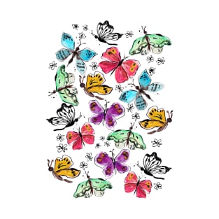 Butterflies Watercolor Pattern T-Shirt