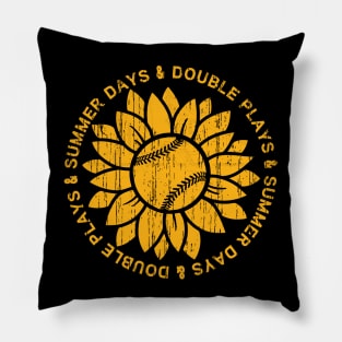 Sunny Days and Double Plays Baseball or Softball Summer Sunflower Fastpitch Original Pillow