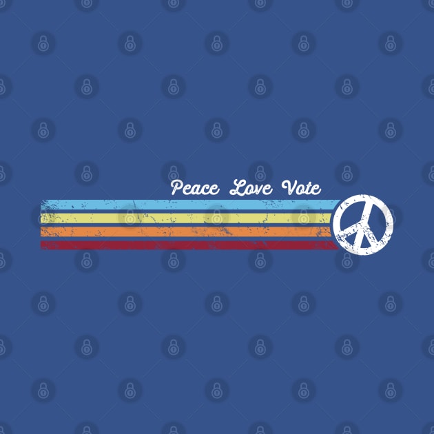 Retro Stripes Peace Love Vote by Jitterfly