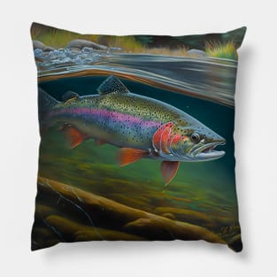 Rainbow Trout In Stream Pillow