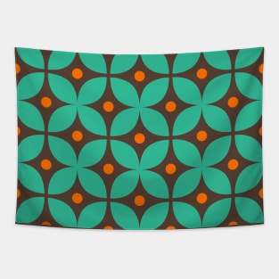 Geometric Pattern: Stylised Flower: Blue/Brown Tapestry