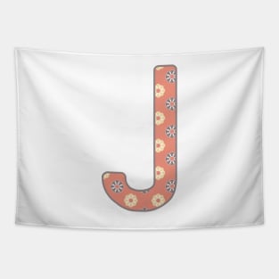 MONOGRAM LETTER J PINK FLORAL TYPOGRAPHY DESIGN Tapestry