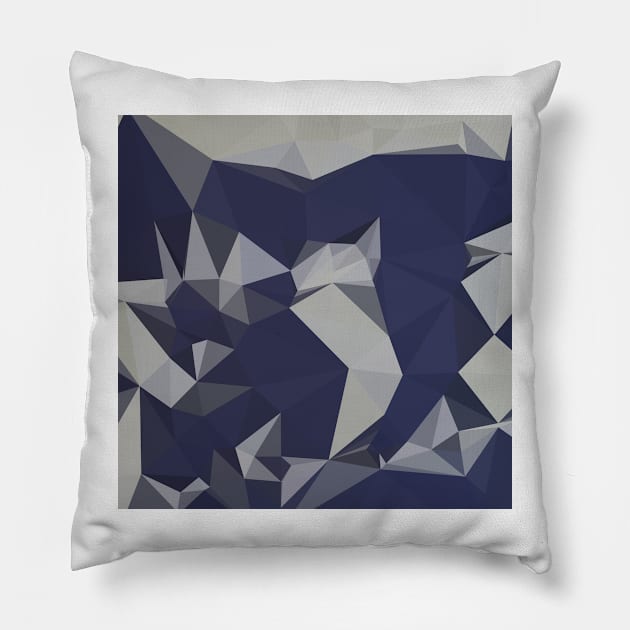 Cool Black Blue Abstract Low Polygon Background Pillow by retrovectors