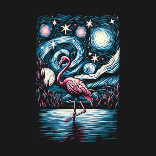 Sunset Stroll Chic Flamingo Tee for Evening Beach Walks T-Shirt