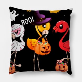 Trick Or Treat Flamingo Pumpkin Halloween Gift Pillow