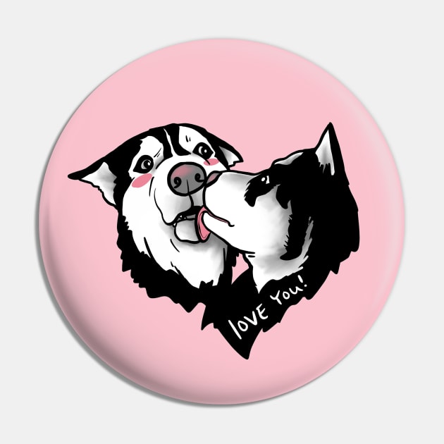 Awkward Siberian Husky Kiss Pin by Art Additive