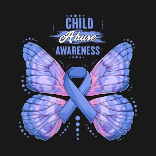 Child Abuse Prevention Awareness Month Blue Ribbon gift idea T-Shirt