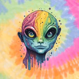 Tie Dye Alien Colorful Rainbow Design T-Shirt