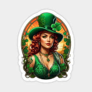 St.Patrick's Day retro vintage Irish woman shamrock design Magnet