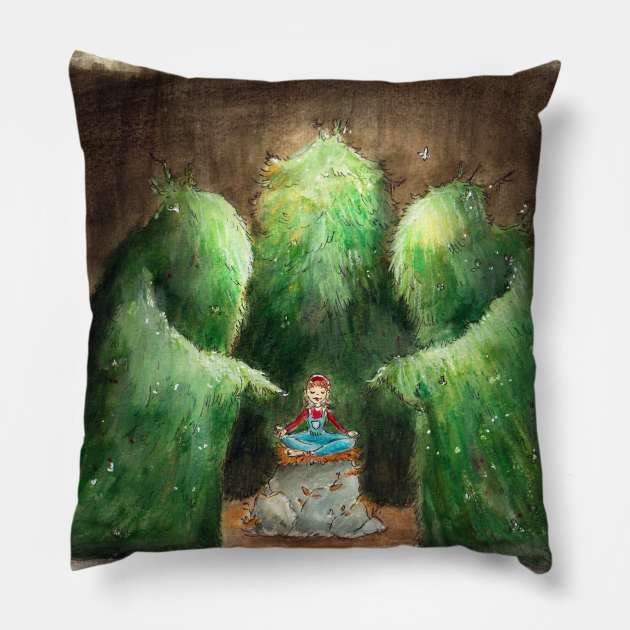 The Land of Shaggy Trees Pillow by TamTeow