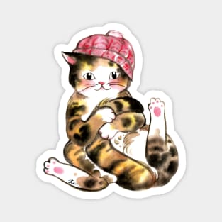 Winter cute cat hug tail Magnet