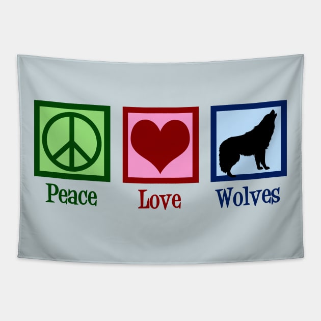 Peace Love Wolves Tapestry by epiclovedesigns