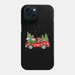 Christmas Three Flamingo Ride Red Truck Xmas Santa Hat Phone Case