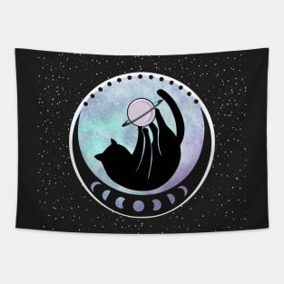 saturn cat (dark galaxy background) Tapestry