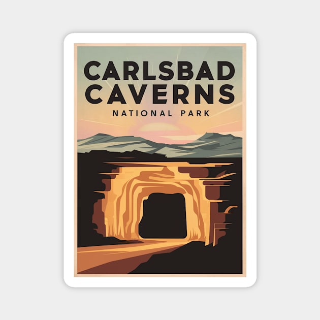 Carlsbad Caverns National Park Retro Poster Magnet by Perspektiva