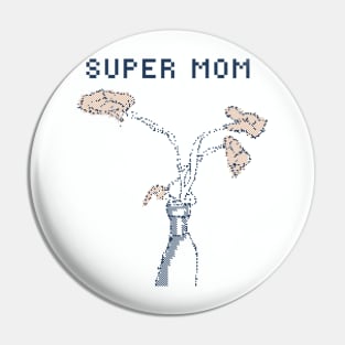 Mother's Day Super Mom - 1bit Pixelart Pin