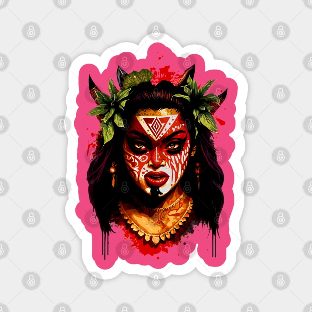 Tribal Tiki Polynesian Huntress Magnet by aaladorn