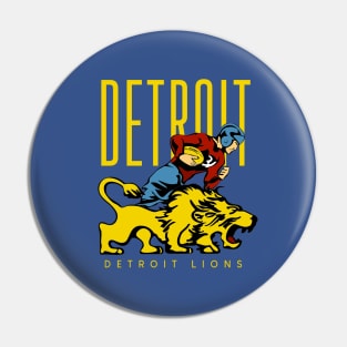 detroit lions yellow retro grunge Pin