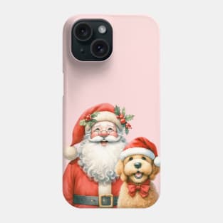 Labradoodle and Santa Funny Christmas Happy Dog Jolly Santa Cartoon artwork Phone Case