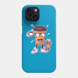 COFFEE AND SKATEBOARD CARTOON Phone Case