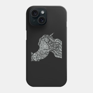 Unicorn Dreams, Digital Illustration, Mandala Line Drawing Phone Case