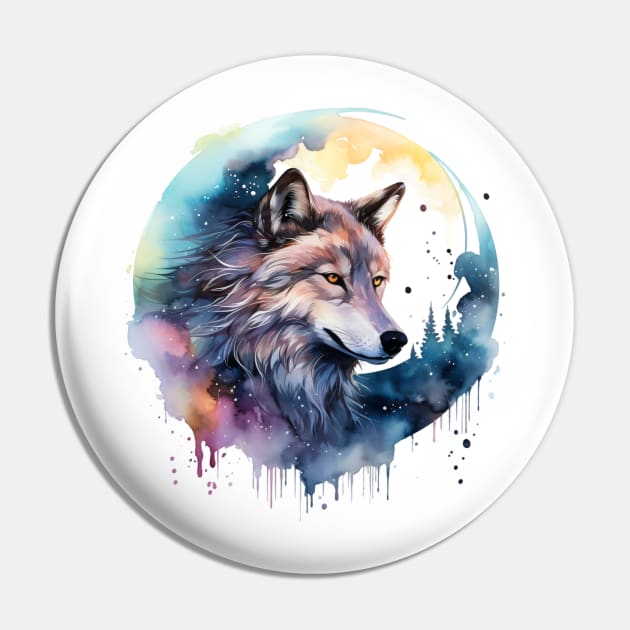 Watercolor wolf in forest Pin by Retroprints