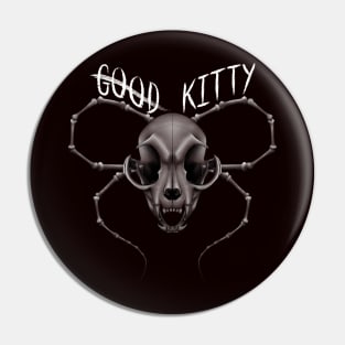 G̶o̶o̶d̶ Kitty Skull White Text Red Pin