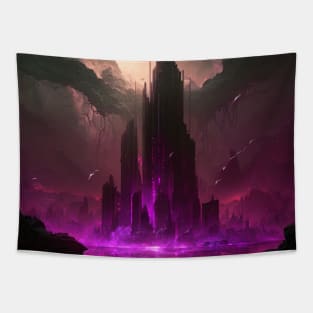 Dystopian Ruined City in a Storm Tapestry